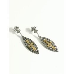 Gold plated carved earrings
