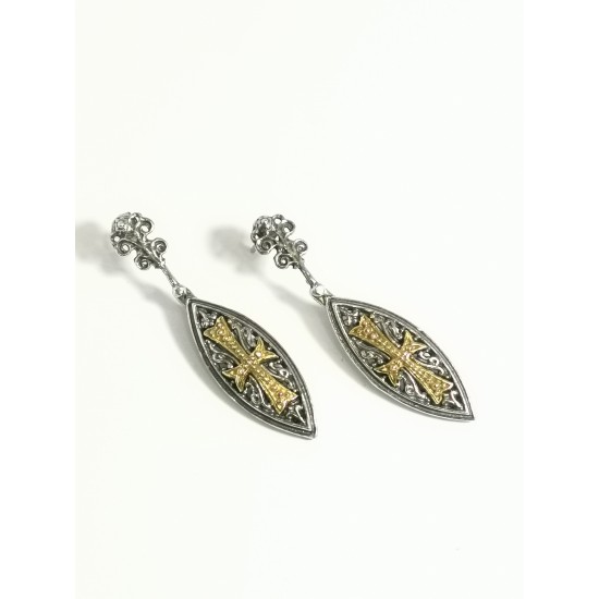 Gold plated carved earrings